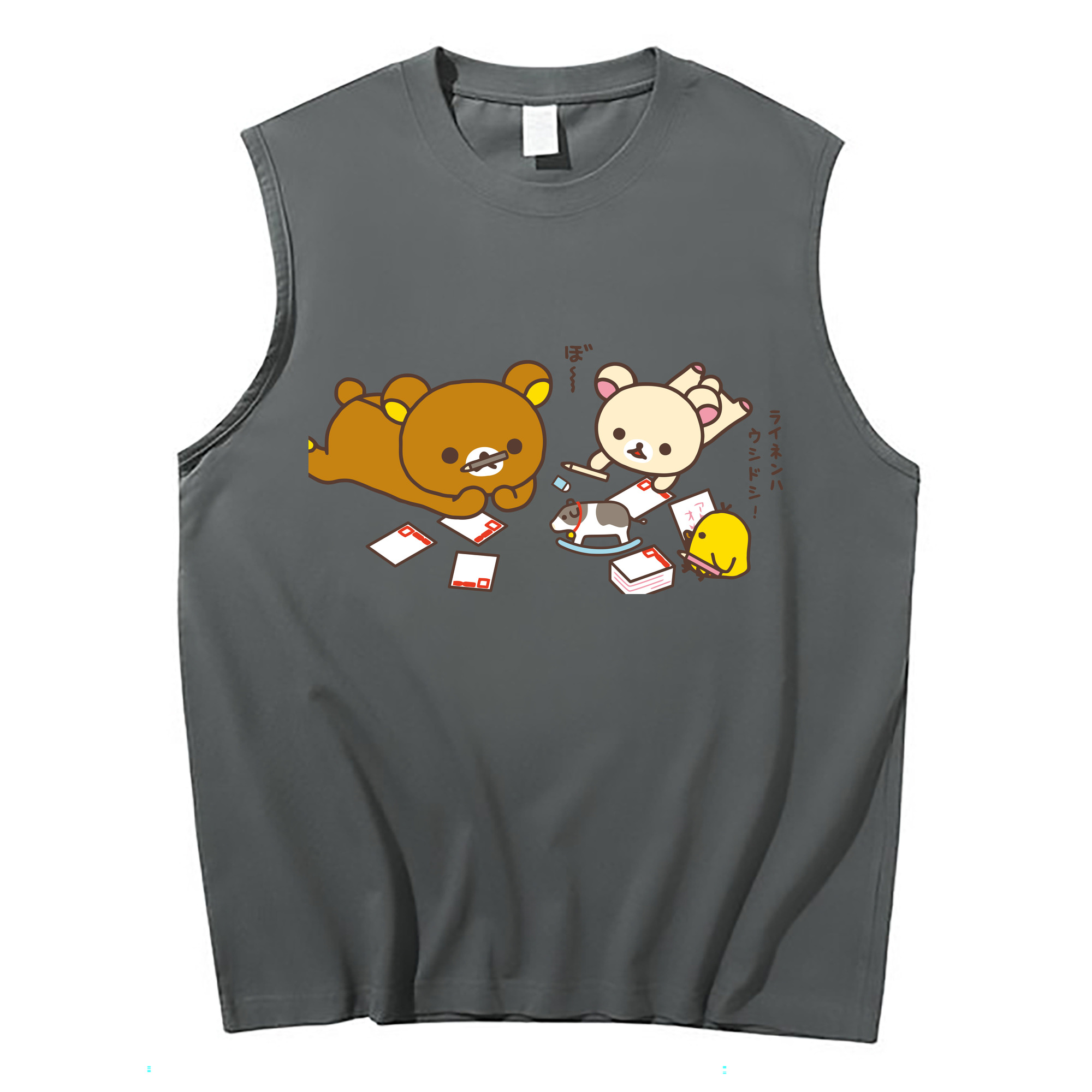 （画像用） リラックマ リラックマ キイロイトリ Rilakkuma Korilakkuma Kiiroitori コットン100％タンクトップ（フロントプリント）
